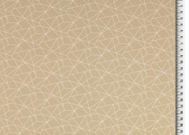 Baumwolldruck Grafisches Muster in Weiß auf Beige